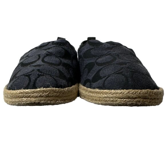 Coach Navy Blue Jacquard Logo Print Flat Espadrilles - Picture 5 of 7